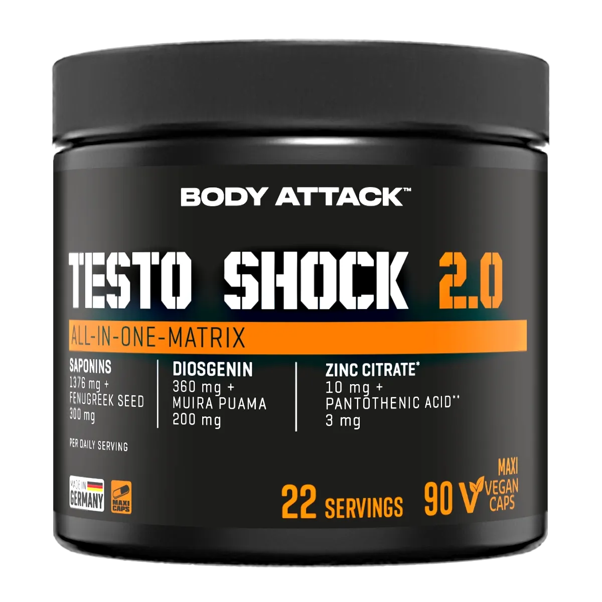 Body Attack Testo Shock 2.0 - 90 Kapsel