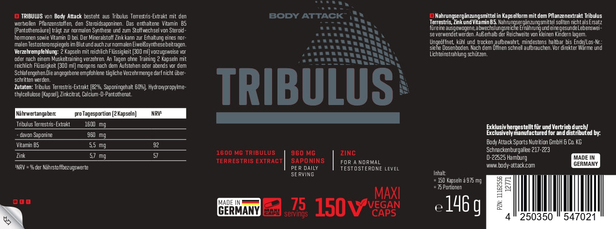 Body Attack Tribulus 150 Kapsel