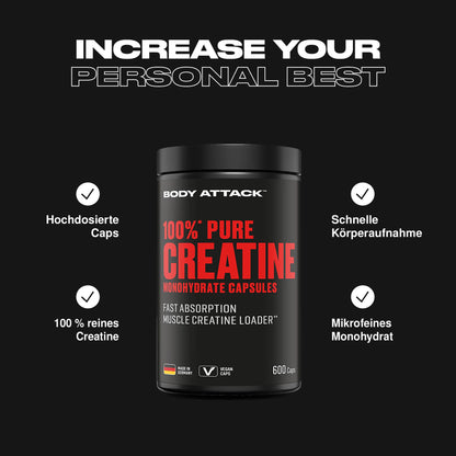 Body Attack 100% Pure Creatine 600 Kapseln