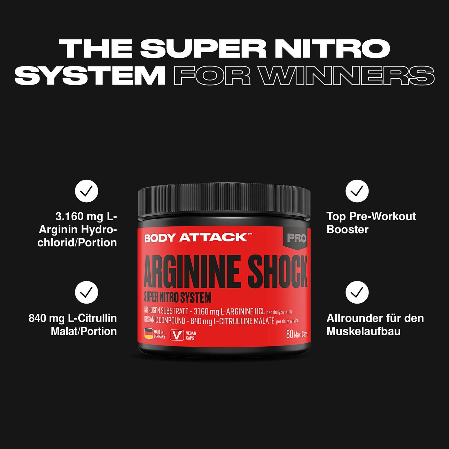 Body Attack Arginine Shock 80 Caps