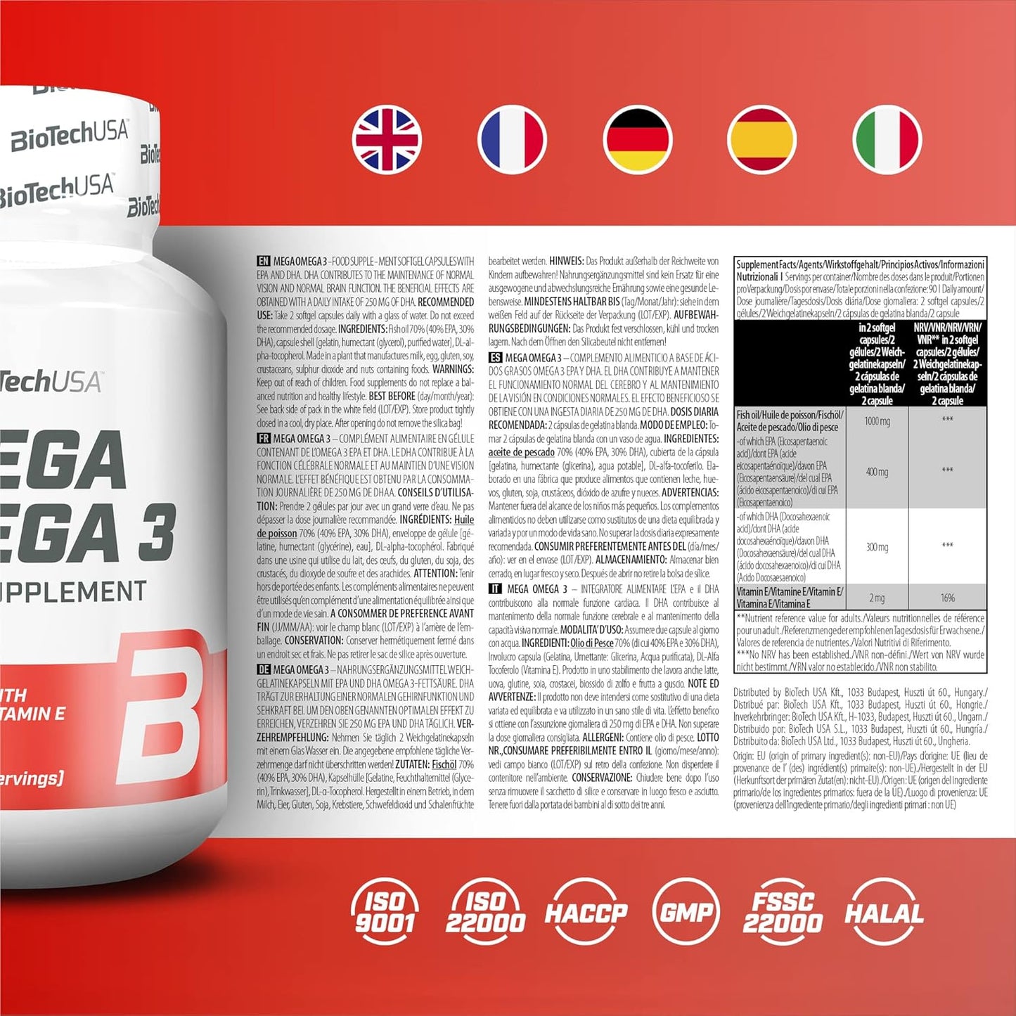 BioTech Mega Omega 3, 90 Kapseln