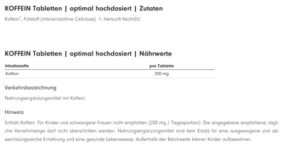 ProFuel Koffein (200mg) 365 Tabletten