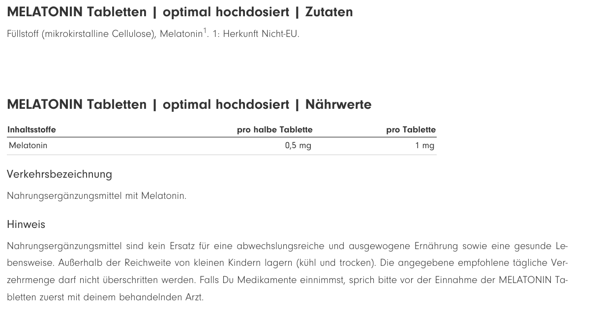 ProFuel Melatonin 365 Tabletten