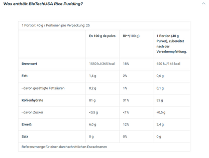 BioTech Rice Pudding 1000g